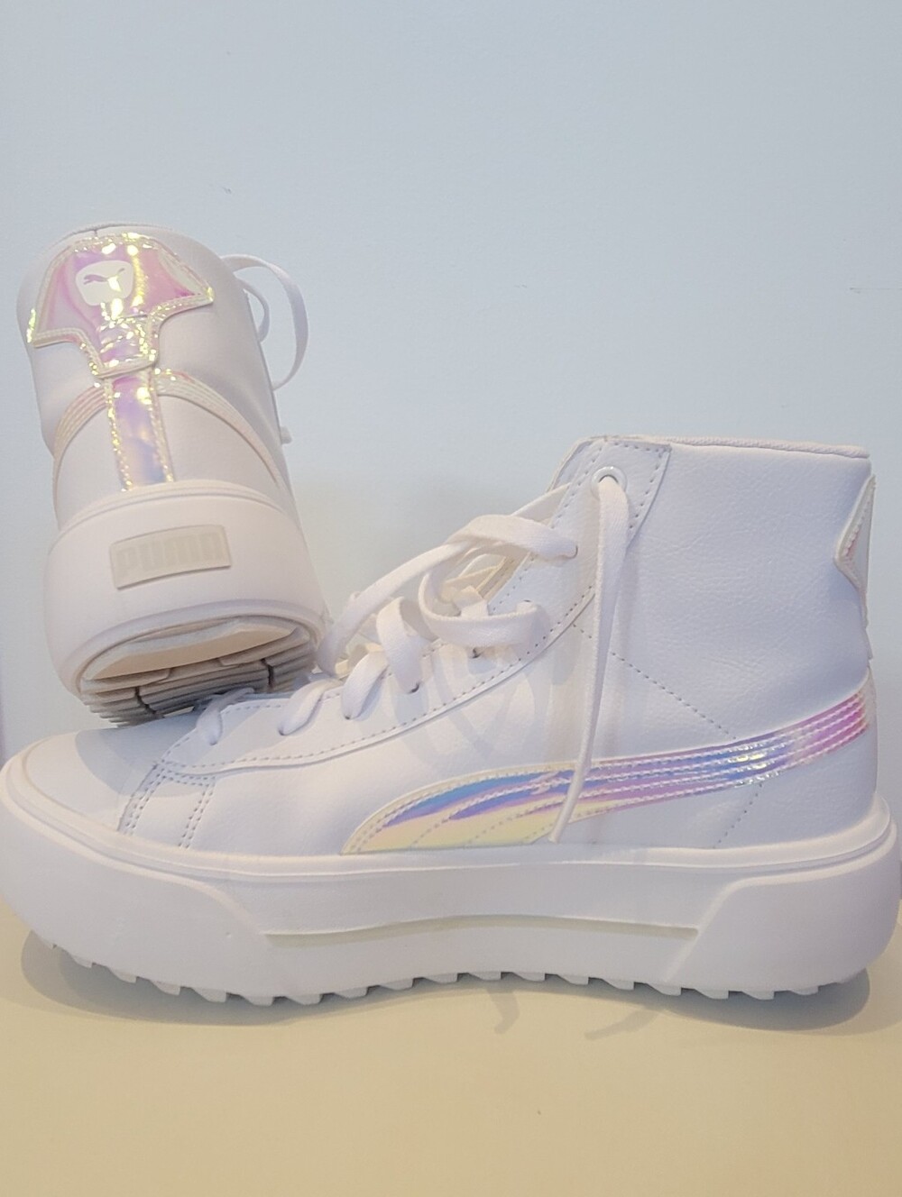 Puma Womens Kaia Mid Irisistable High-Top Sneakers with Iridescent Detail
